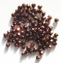 100 4mm Faceted Metallic Bronze Firepolish Beads